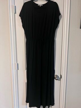 Black Elasticized Waist Maxi Dress